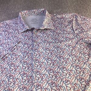 Huk XL Pursuit Printed Polo Shirt Fishing Lures Red‎ Blue Short Sleeve NWT